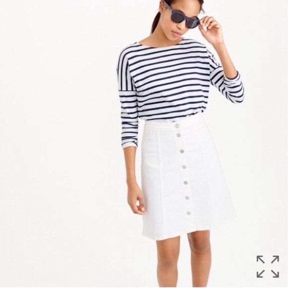 j crew white denim skirt